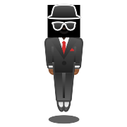 Man In Business Suit Levitating Medium Dark Skin Tone PNG Icon
