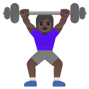 Woman Lifting Weights Dark Skin Tone PNG Icon