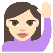 Person Raising Hand Light Skin Tone PNG Icon