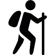 Man With Bag And Walking Stick PNG Icon